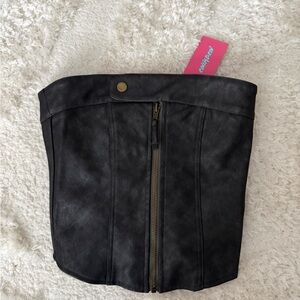 Edikted leather corset top NEW w zip up front and tie up back size XS
